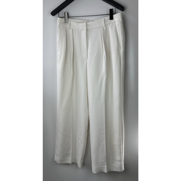 Banana Republic Relaxed Trouser Pleated Wide Leg Pockets Cream Women's Size 10 - Picture 2 of 14